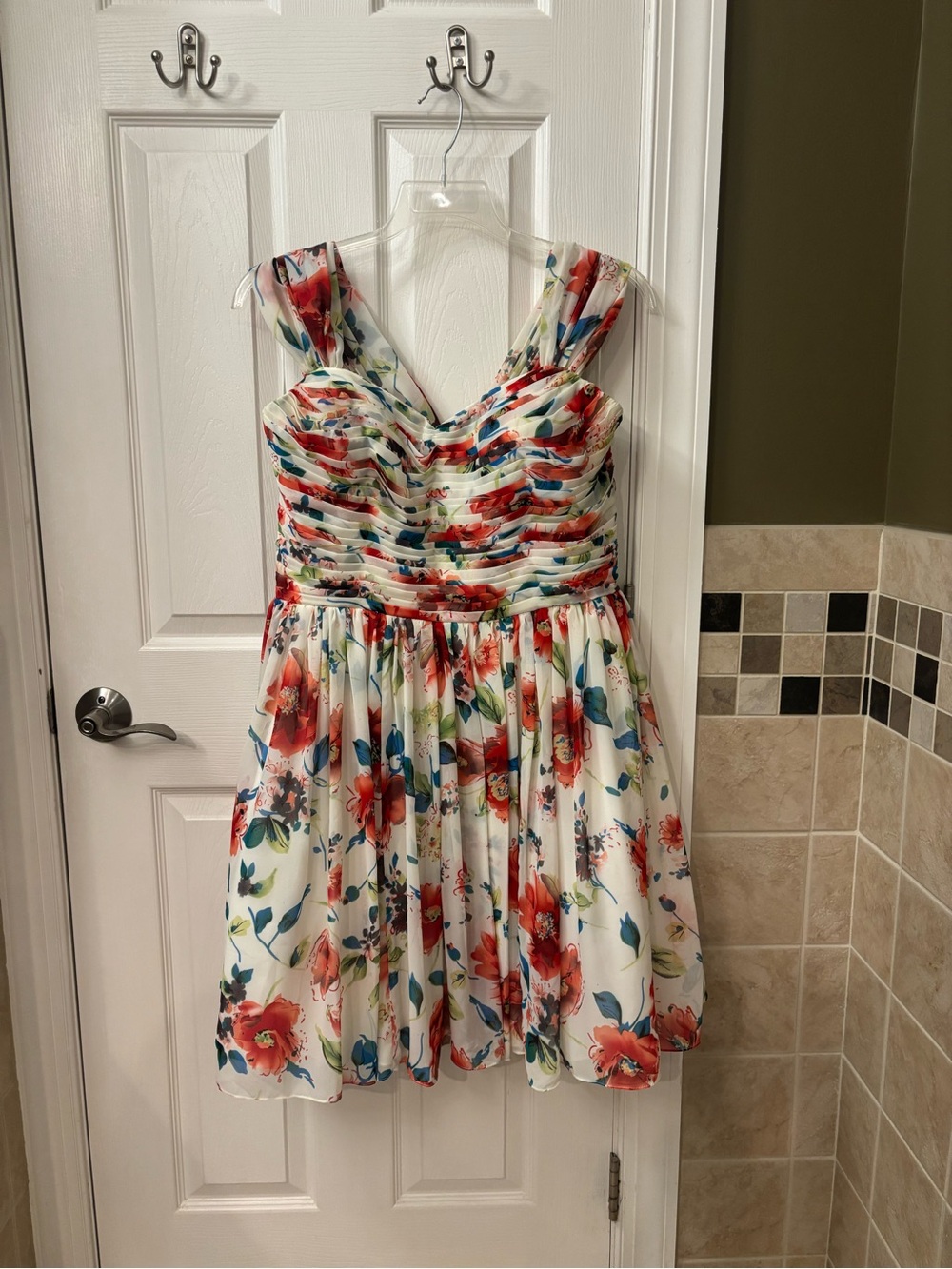 Unique Vintage Cream Floral Sundress with multicolor florals